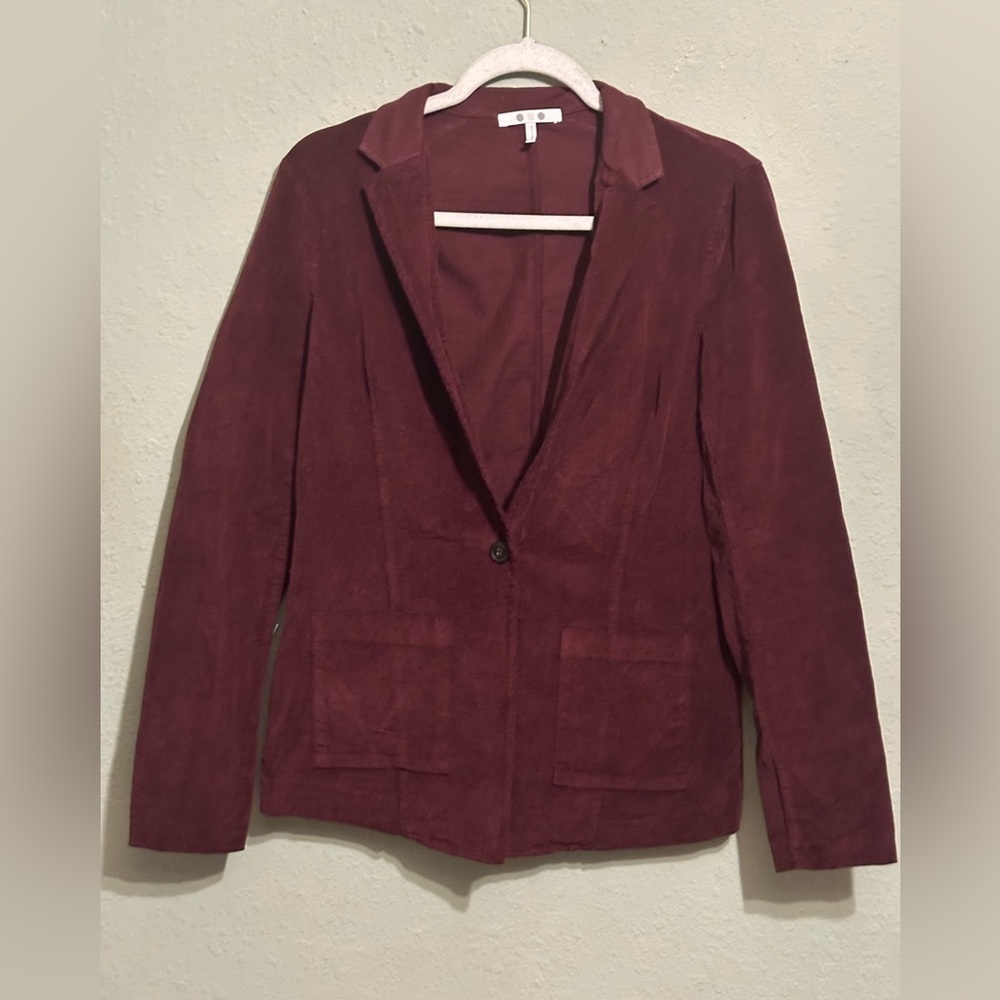 NWOT Three Dots Stretch Corduroy Blazer in Port Wine